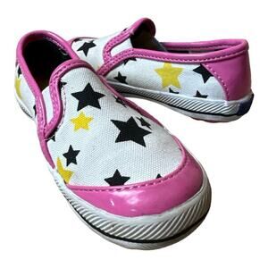 Keds White Pink Multicolor Stars Print Slip On Sneakers Girls Size 7.5